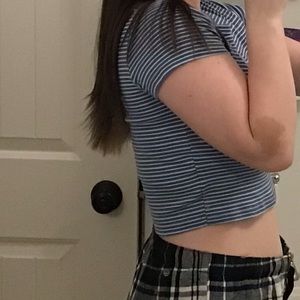 Blue striped American eagle baby tee